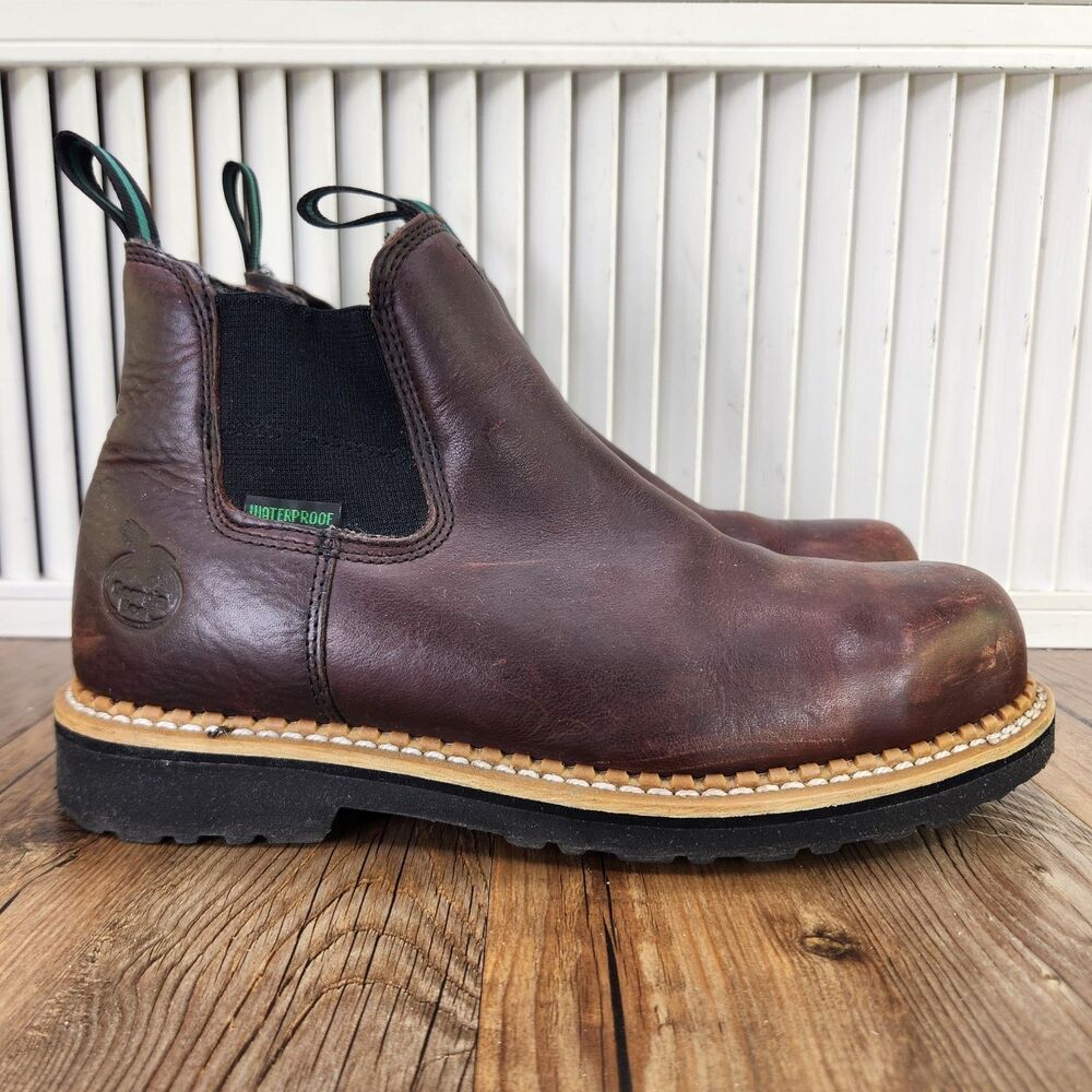 Georgia Giant Romeo Waterproof Chelsea Boots Men's 9.5 Wide Brown Soft Toe GR530